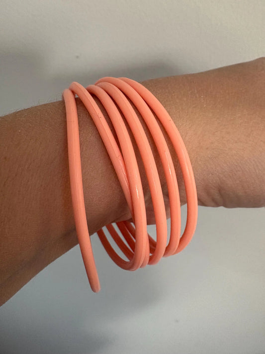 Women’s Silicone Jelly Bracelet - Stackable - set of 6 - size 7” peach