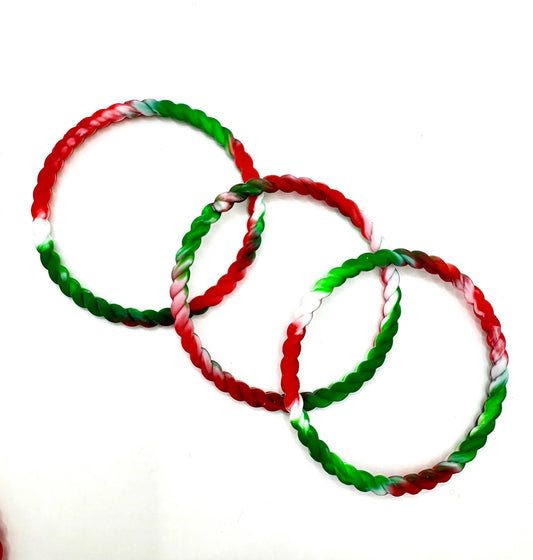 Women’s Braided Silicone Bracelet - Stackable- Christmas Colors